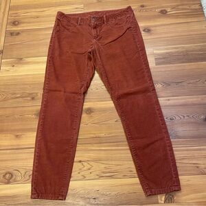 London Jean Women’s Burnt Rust Orange Corduroy Pants 10 Short Mid Rise Stretch